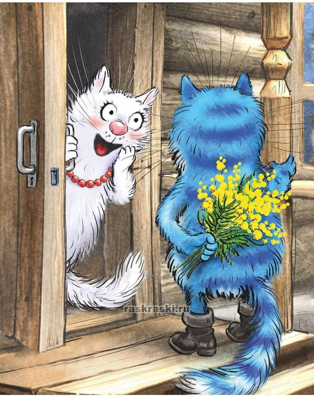 Кот с мимозой