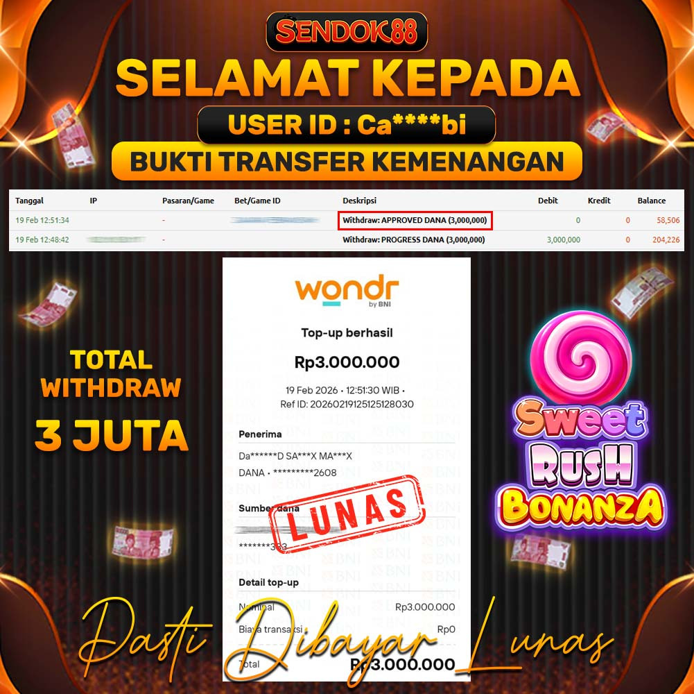 SENDOK88 JEPE! SWEET RUSH BONANZA Rp 3.000.000,- LUNAS!