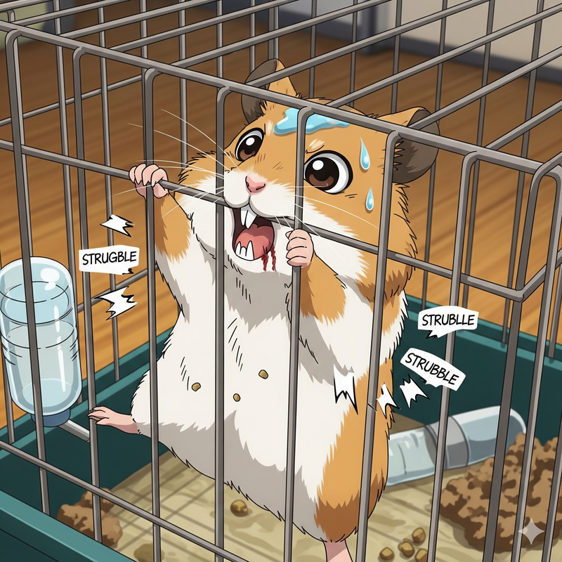 แฮมสเตอร์กำลังปีนกรง