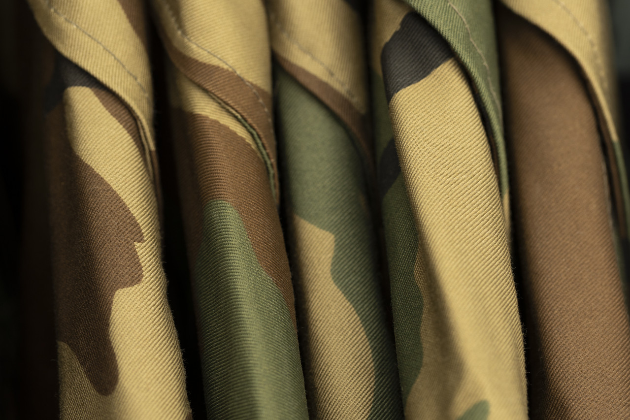 camouflage textured military uniforms