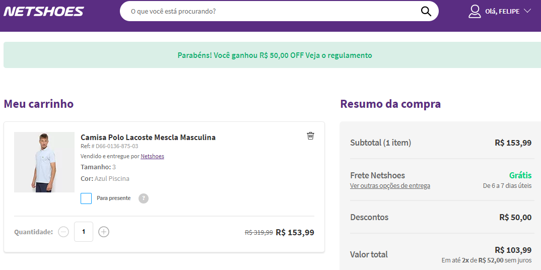 frete gratis netshoes acabou