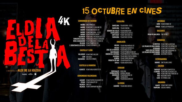 EL REESTRENO EN 4K DE LA PELÍCULA “EL DÍA DE LA BESTIA”, DE ÁLEX DE LA IGLESIA, SE SALDA CON UNA MALA MEDIA POR COPIA DE 94 EUROS