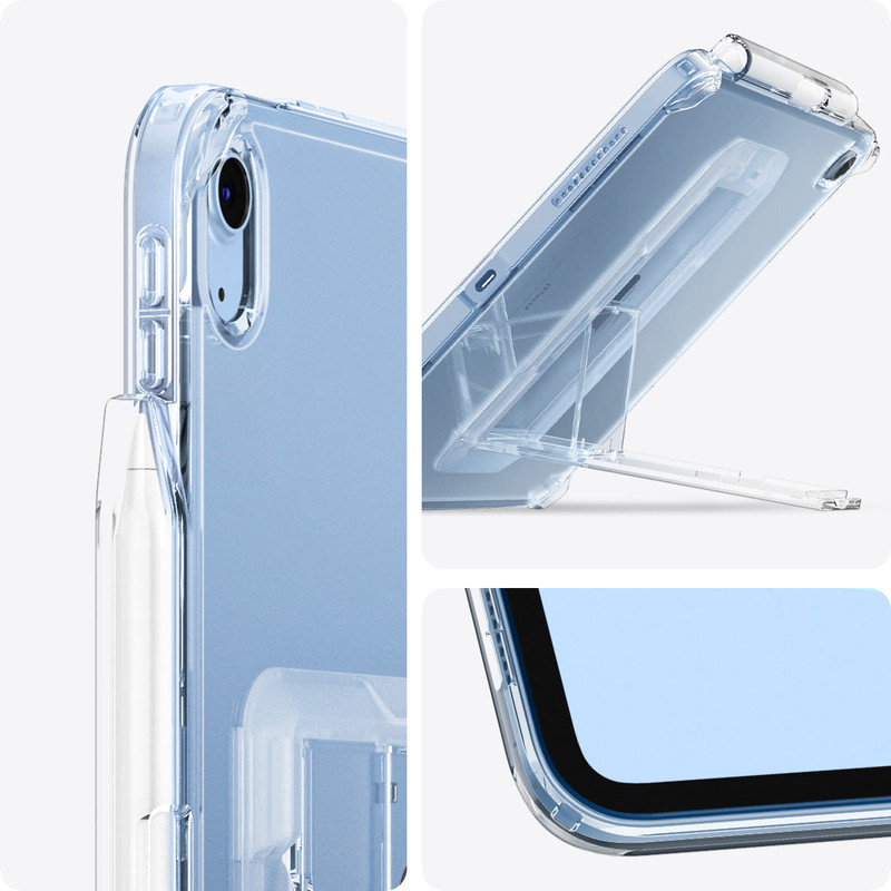 Forro transparente Spigen Air Skin Hybrid en un iPad Air.