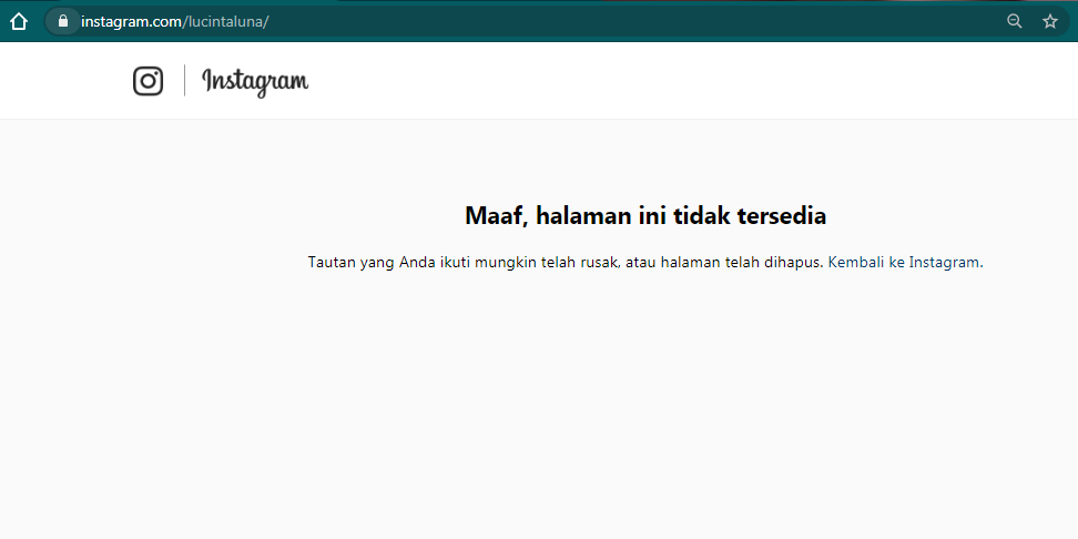 Instagram Lucinta Luna tidak ditemukan