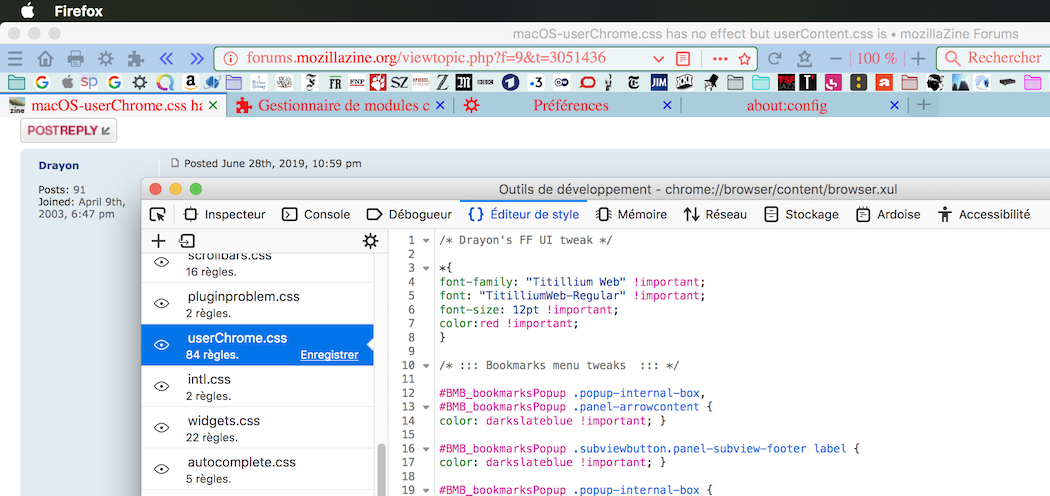 Macos Userchrome Css Has No Effect But Usercontent Css Is Mozillazine Forums