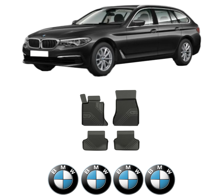 Set covorase presuri BMW Seria 5 Touring Van (G31) din 2017-2019, auto, din cauciuc thermoplastic, 4 Stickere auto cu BMW Seria