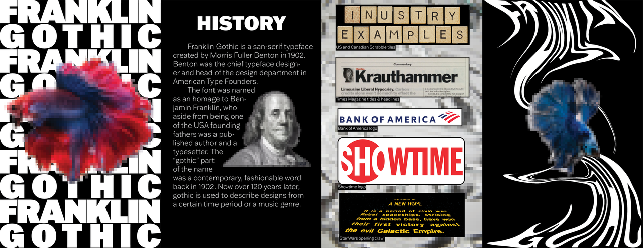 Four page pamplet about Franklin Gothic font