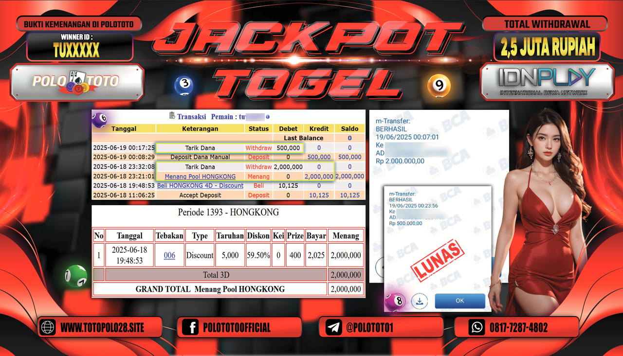 POLOTOTO JACKPOT TOGEL HONGKONG LOTTO Rp.2.500.000,-