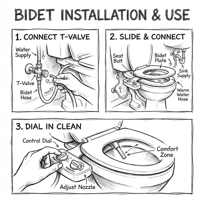 How to install warm water bidet attachment