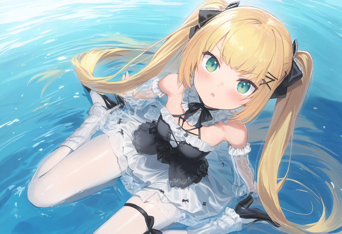 1girl, mikozin, NDGD, ohlia, {kobayashi ritz}, reoen, tsundere, from above, aqua s-748907423