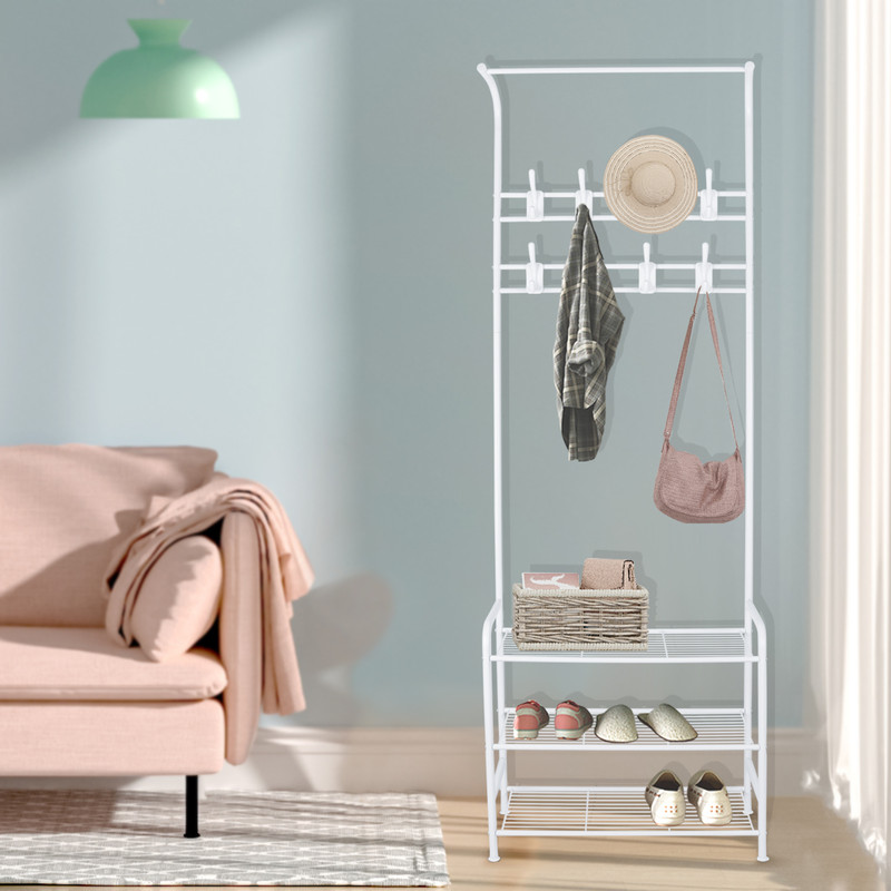 BIGZZIA Garderobenständer, 3 In 1 Garderobenständer Stabil Kleiderstange Mit 3 Schichten Schuhregal Und Abnehmbaren Haken Kleiderständer Freistehender Für Schlafzimmer Weiß 12 BIGZZIA Garderobenständer, 3 In 1 Garderobenständer Stabil Kleiderstange Mit 3 Schichten Schuhregal Und Abnehmbaren Haken Kleiderständer Freistehender Für Schlafzimmer Weiß -Möbelhaus AAHKMJXYDAFdJAOAIMEbOAchaYtjpIZUujpRpTo0CnZOZbO3ajjPsa