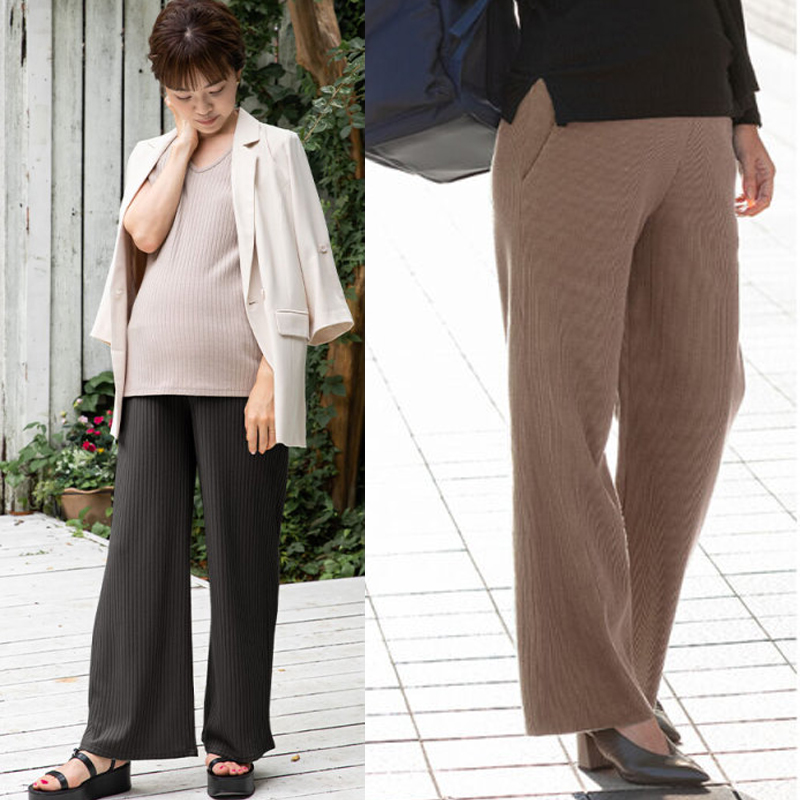 Pantaloni Premaman A Gamba Larga - Vita Alta Regolabile, Comodi E Morbidi, Taglie Forti - Foto 9