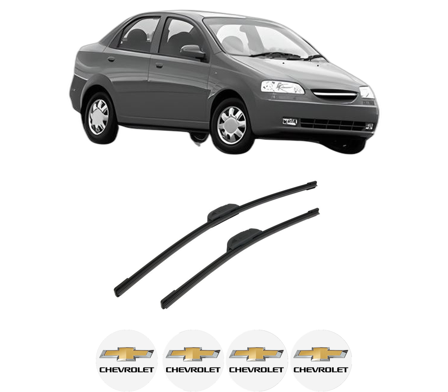 Set stergatoare auto CHEVROLET AVEO / KALOS Saloon (T200) din 2003-2008, pentru parbriz auto, 2 bucati, Bosch Aerotwin Retrofit, din cauciuc siliconat rezistent, 4 Stickere Auto CHEVROLET