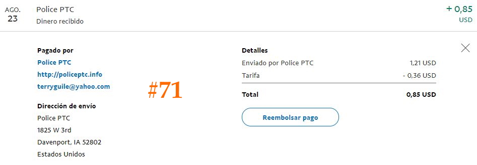 71º Pago de PolicePTC - 0,85$ Police-PTC-71