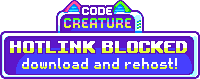 Small pixel art screen with my logo and the text 'Hotlinking blocked, download and rehost!'