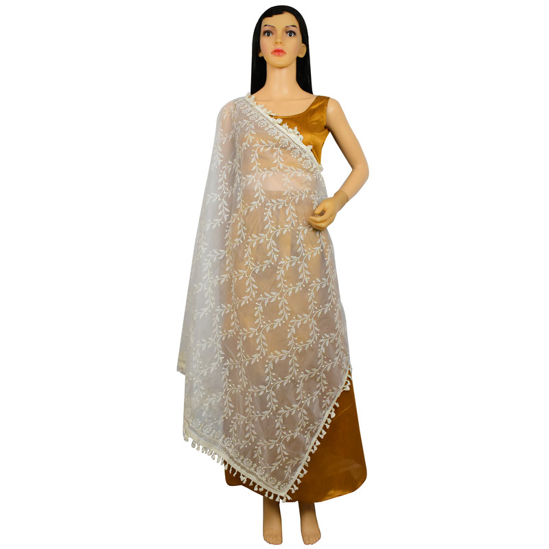 Embroidered Dupatta With Sequinned Ethnic Stylish Scarf For Womens Casual Wear - Picture 8 of 21