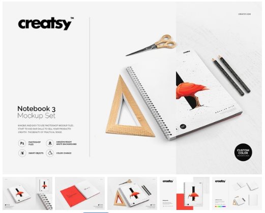 Spiral Notebook 3 Mockup Set