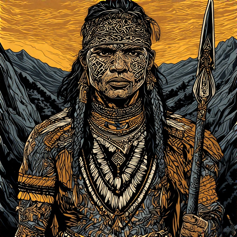 A-tribal-warrior-in-woodcut-st-44
