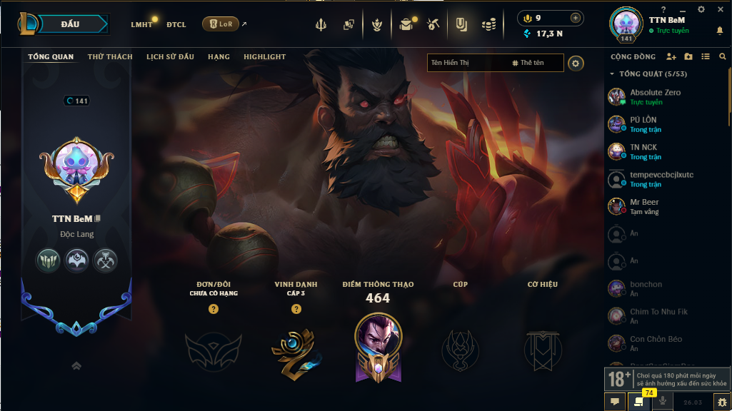 Acc LMHT # - Không Khung