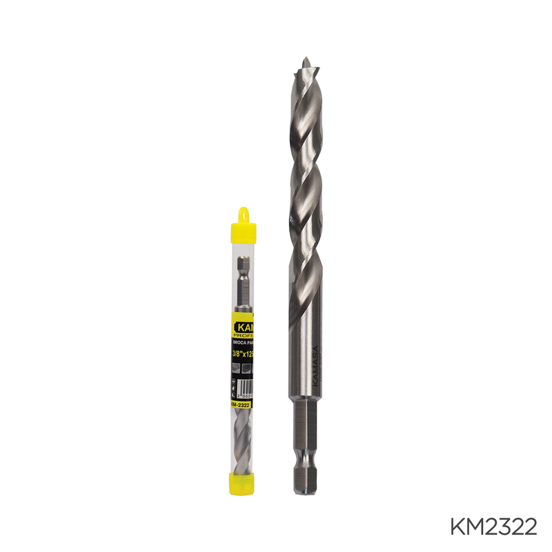 BROCA PARA MADERA HSS CON VASTAGO HEX 1/4" X 3/8" KAMASA