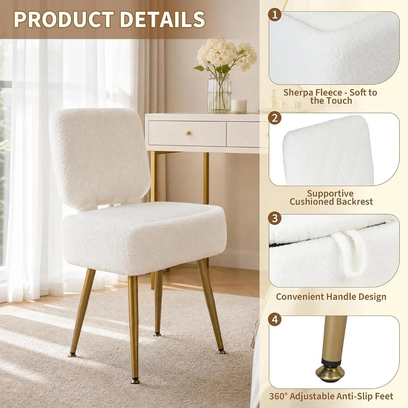 Sherpa vanity stool folding backrest design