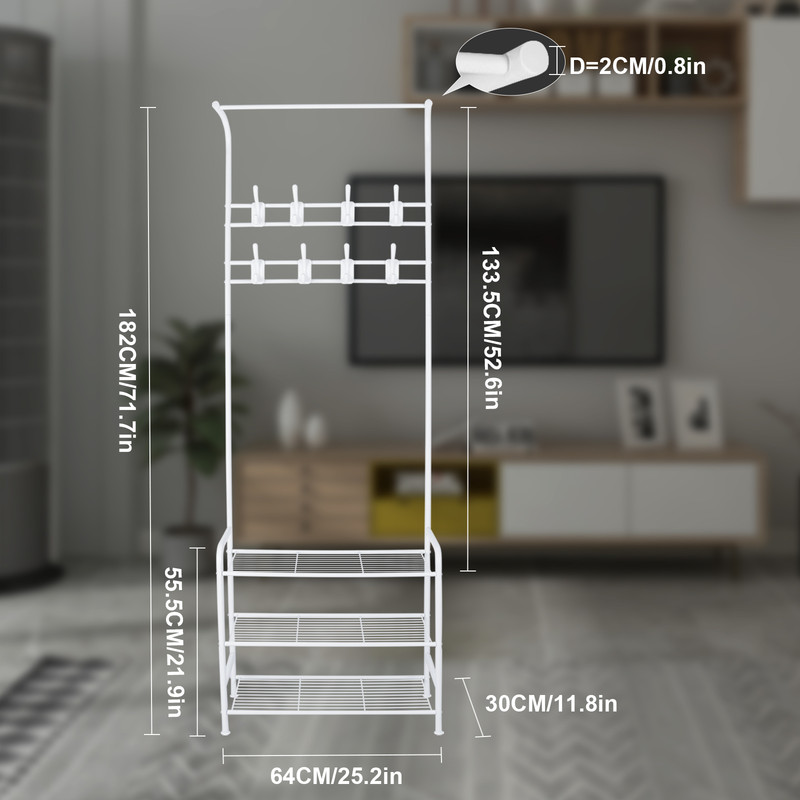 BIGZZIA Garderobenständer, 3 In 1 Garderobenständer Stabil Kleiderstange Mit 3 Schichten Schuhregal Und Abnehmbaren Haken Kleiderständer Freistehender Für Schlafzimmer Weiß 13 BIGZZIA Garderobenständer, 3 In 1 Garderobenständer Stabil Kleiderstange Mit 3 Schichten Schuhregal Und Abnehmbaren Haken Kleiderständer Freistehender Für Schlafzimmer Weiß -Möbelhaus AAHKMJXYDAFdJAOAIMEbOAchaYtjpIZUujpRpTo0CnZOZY6wYys8Unnk 8IDiYTdVJZQ68Cy0G7tfbPevCPF9bg1