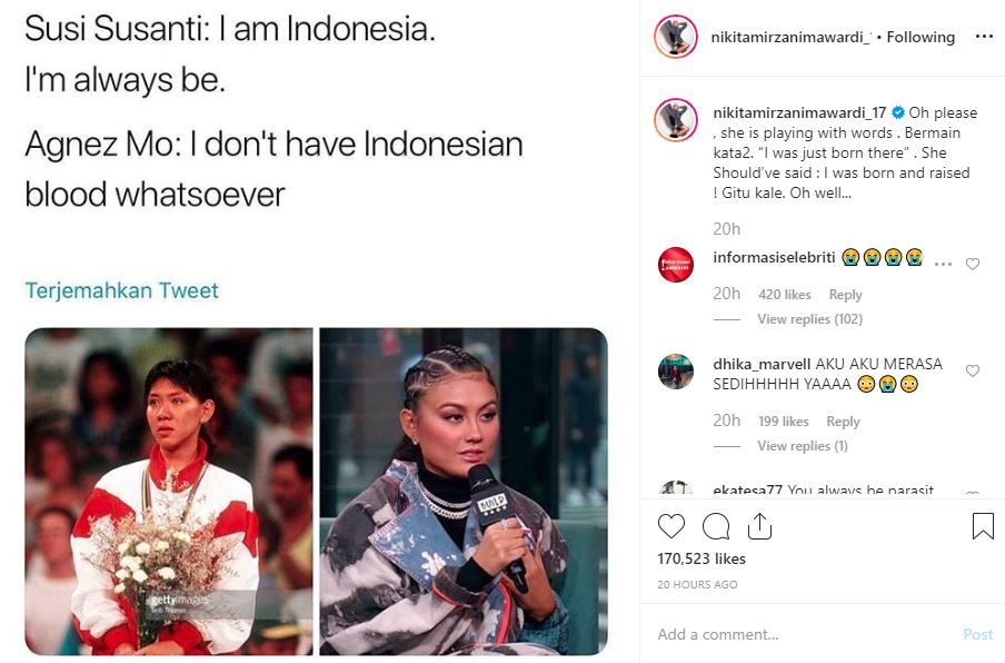 Tanggapan Nikita Mirzani soal pernyataan Agnez Mo