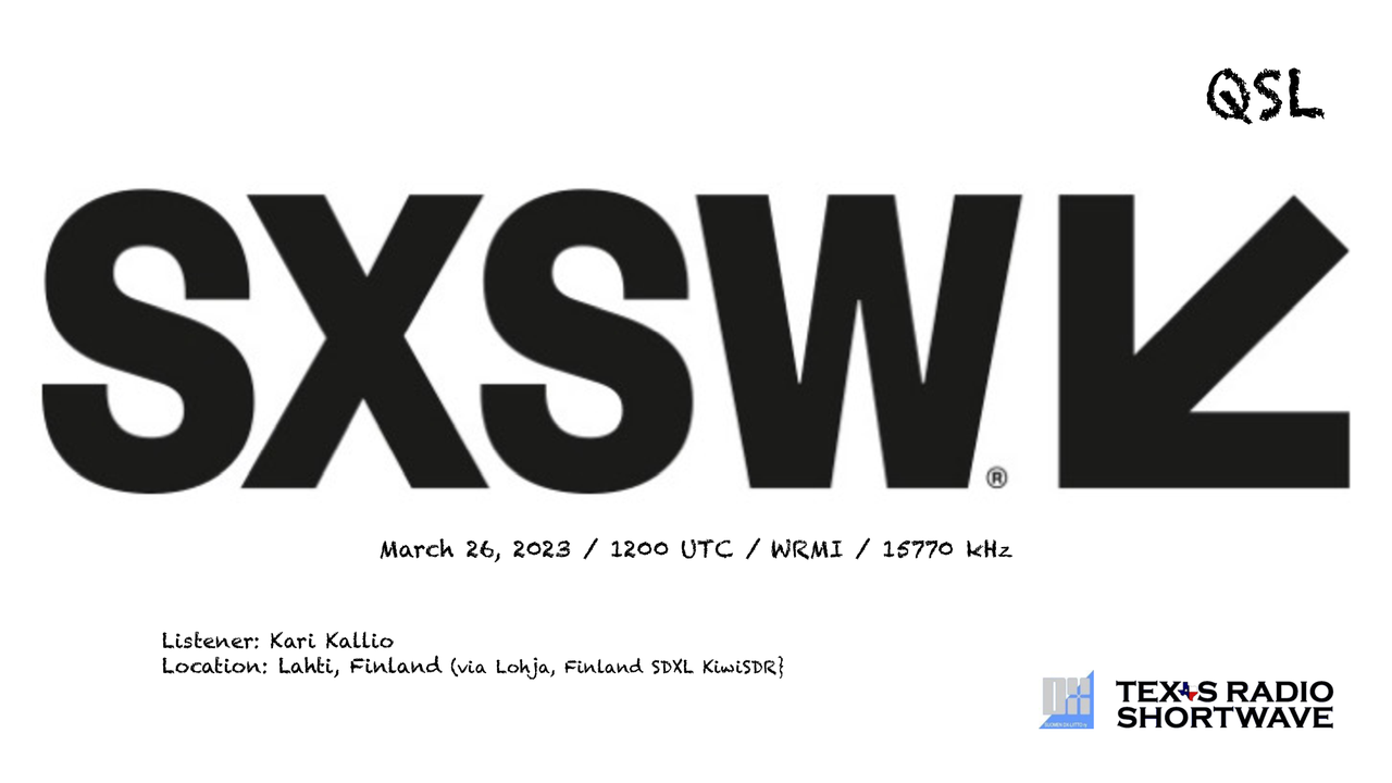 TRSW - 2023 SXSW Week 4 (15770 kHz) QSL_WRMI - Kallio