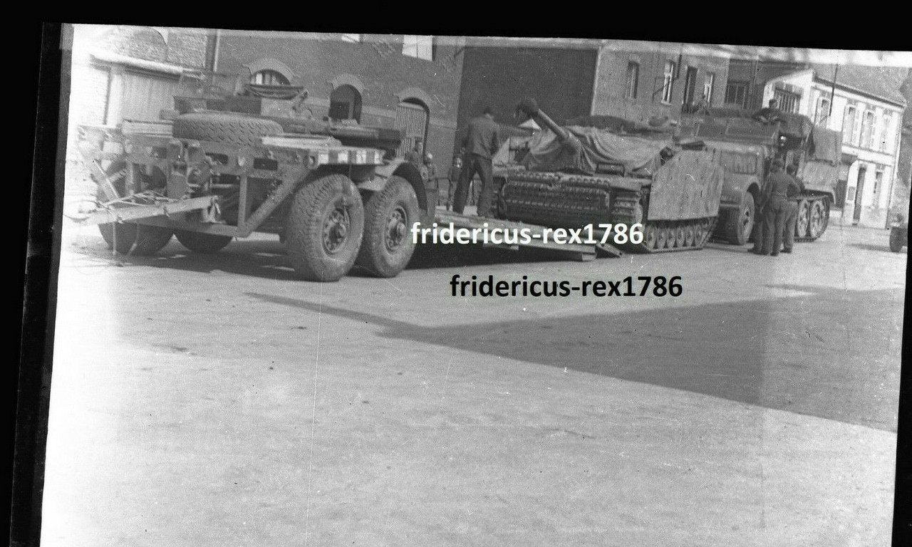 Foto Neg Pz Abt301 Werkstzug Westfront 44 Sturmgeschütz StuG Sd Kfz Tieflader