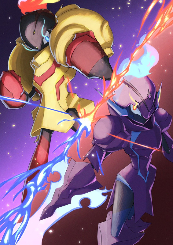 ceruledge-and-armarouge-pokemon-drawn-by