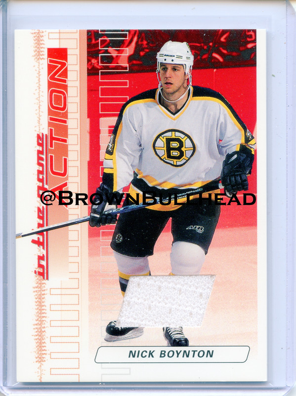 2003-04 ITG Action Jerseys #M-008 [Nick Boynton] [Boston Bruins] [Ruby] [~500] [swatch=white] a
