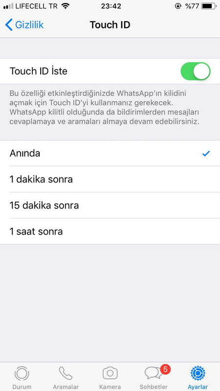 whatsapp touch id