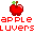 apple pixel with the text 'apple luvers unite'