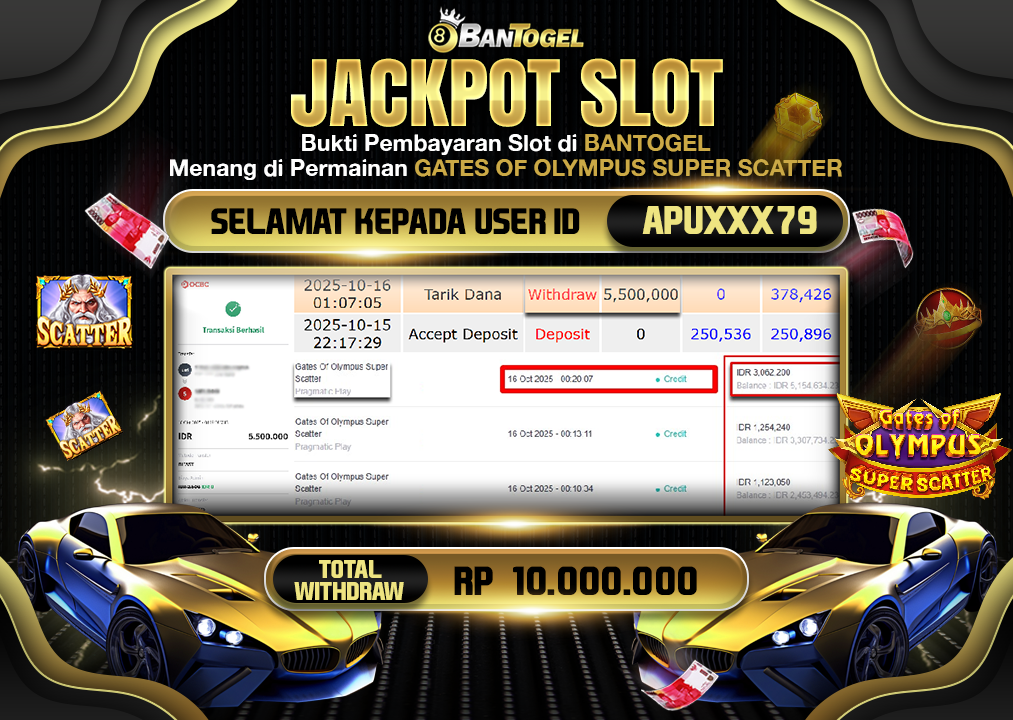 BUKTI JACKPOT LUNAS BANTOGEL