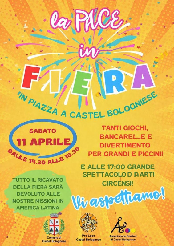 La Pace in Fiera: Sabato 11 aprile 2026 una giornata di giochi, solidarietà e spettacolo