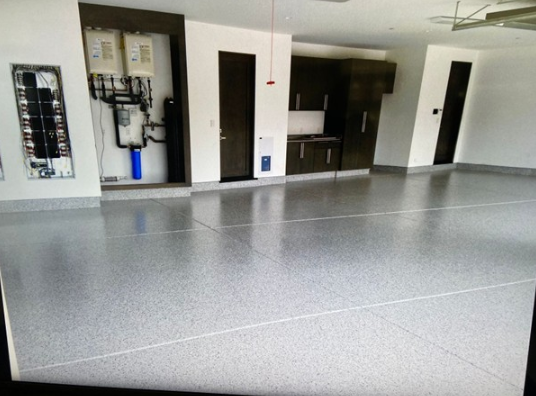Garage floor coating and garage floors for practical everyday spaces