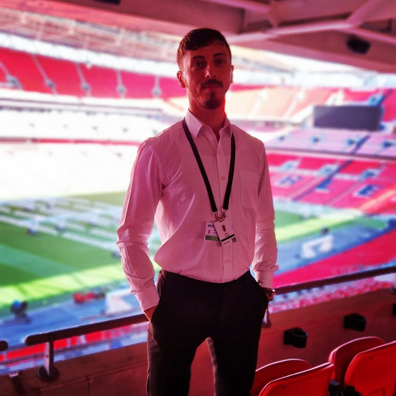 Radu Stoica, founder and head coach of Constantine Football Club, at Wembley Stadium