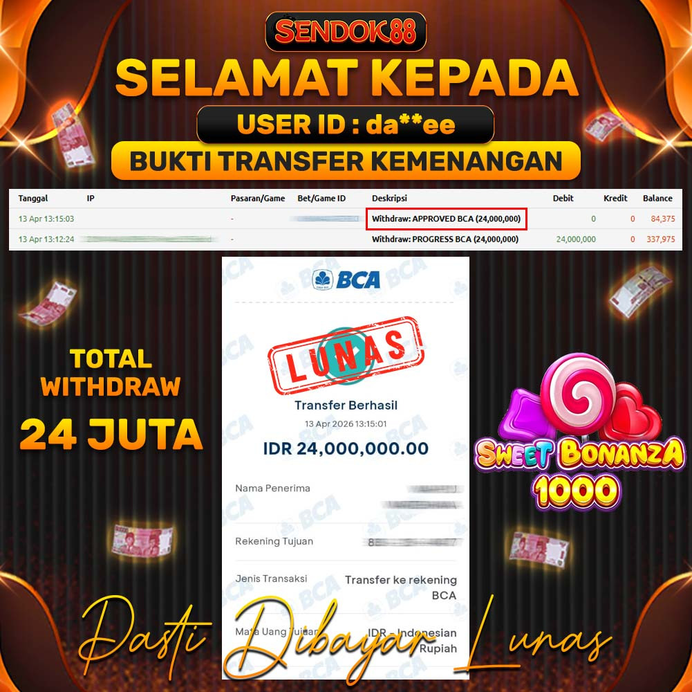 SENDOK88 JEPE! SWEET BONANZA 1000 Rp 24.000.000,- LUNAS!
