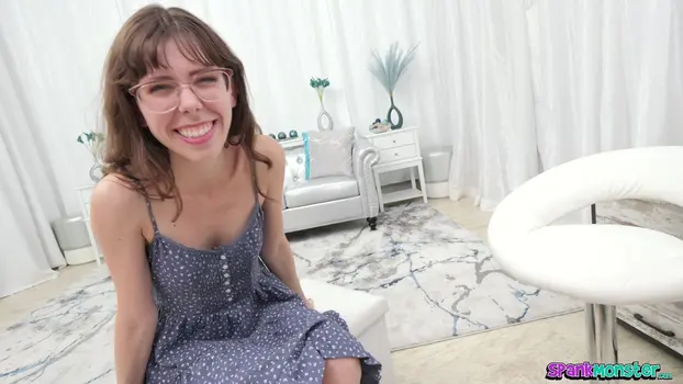 Krystal Palmer – Petite Glasses Wearing Krystal Palmer Rides A Big Dick & Gets A Creampie