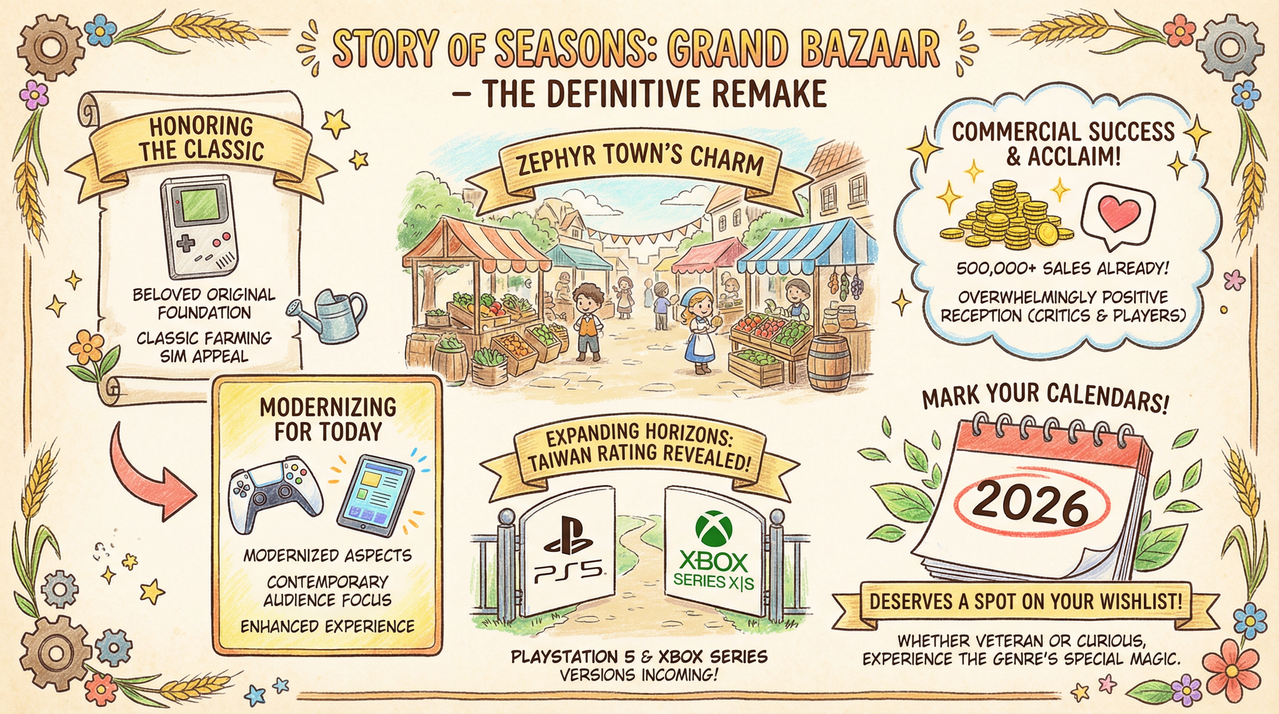Story of Seasons: Grand Bazaar Coming to PS5 and Xbox After 500K Sales Milestone 1 Farmer working in vegetable farm with fresh produce