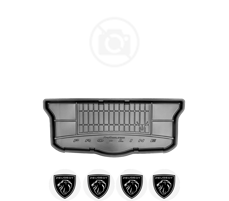 Tavita Portbagaj PEUGEOT 108 din 2014-2018, Protectie Portbagaj Auto, 4x Stickere auto cu PEUGEOT