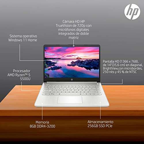 Amazon: HP Laptop 14-fq1011la, AMD laptop HP con Ryzen 5, 8GB RAM, 256GB SSD, HD 14 
