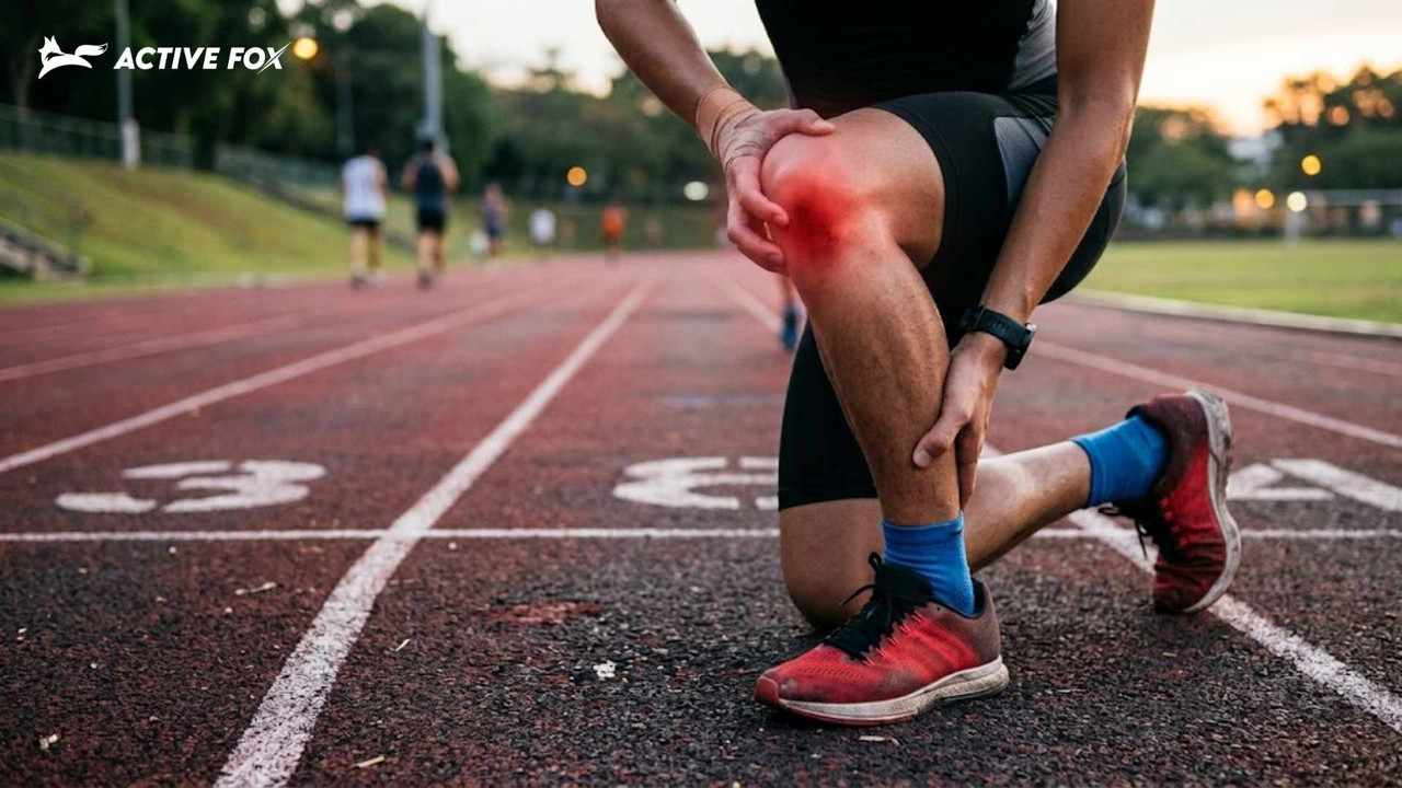 Người chạy bộ gặp cảm giác khó chịu ở đầu gối khi tập luyện ngoài trời