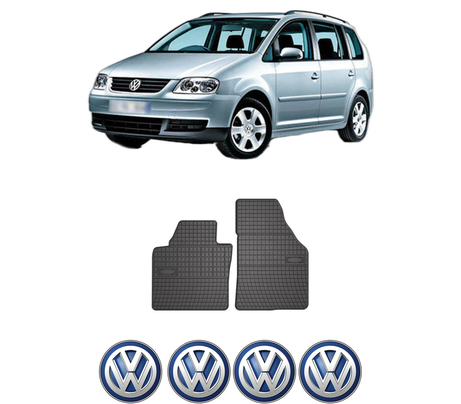 Set covorase presuri Volkswagen TOURAN I din 2015-2020, auto, din cauciuc thermoplastic, 4 Stickere auto cu Volkswagen