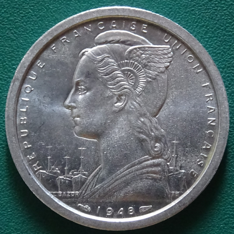 madagascar 20 francos - 2 Francos. Madagascar (1948) MAD-2-Francos-1948-rev