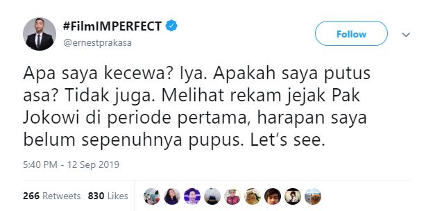 Tanggapan Ernest Prakasa