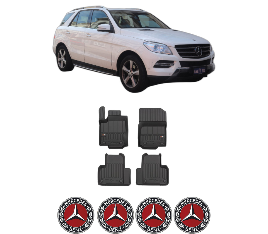 Set covorase presuri MERCEDES-BENZ M-CLASS (W166) din 2011-2015, auto, din cauciuc thermoplastic, 4 Stickere auto cu MERCEDES-BENZ