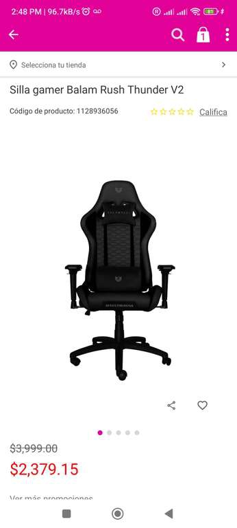 Liverpool: Silla gamer Balam Rush - Thunder Rush V2 Black edition 
