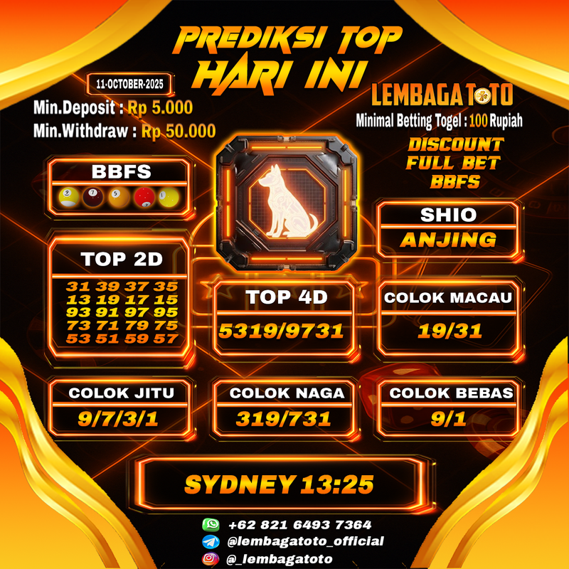 Prediksi Togel 11 Oct 2025 Lembagatoto