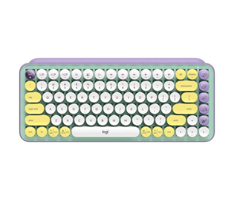 CyberPuerta: Teclado Logitech Pop Keys Inalámbrico, Menta/Amarillo (Incluye Ñ) 
